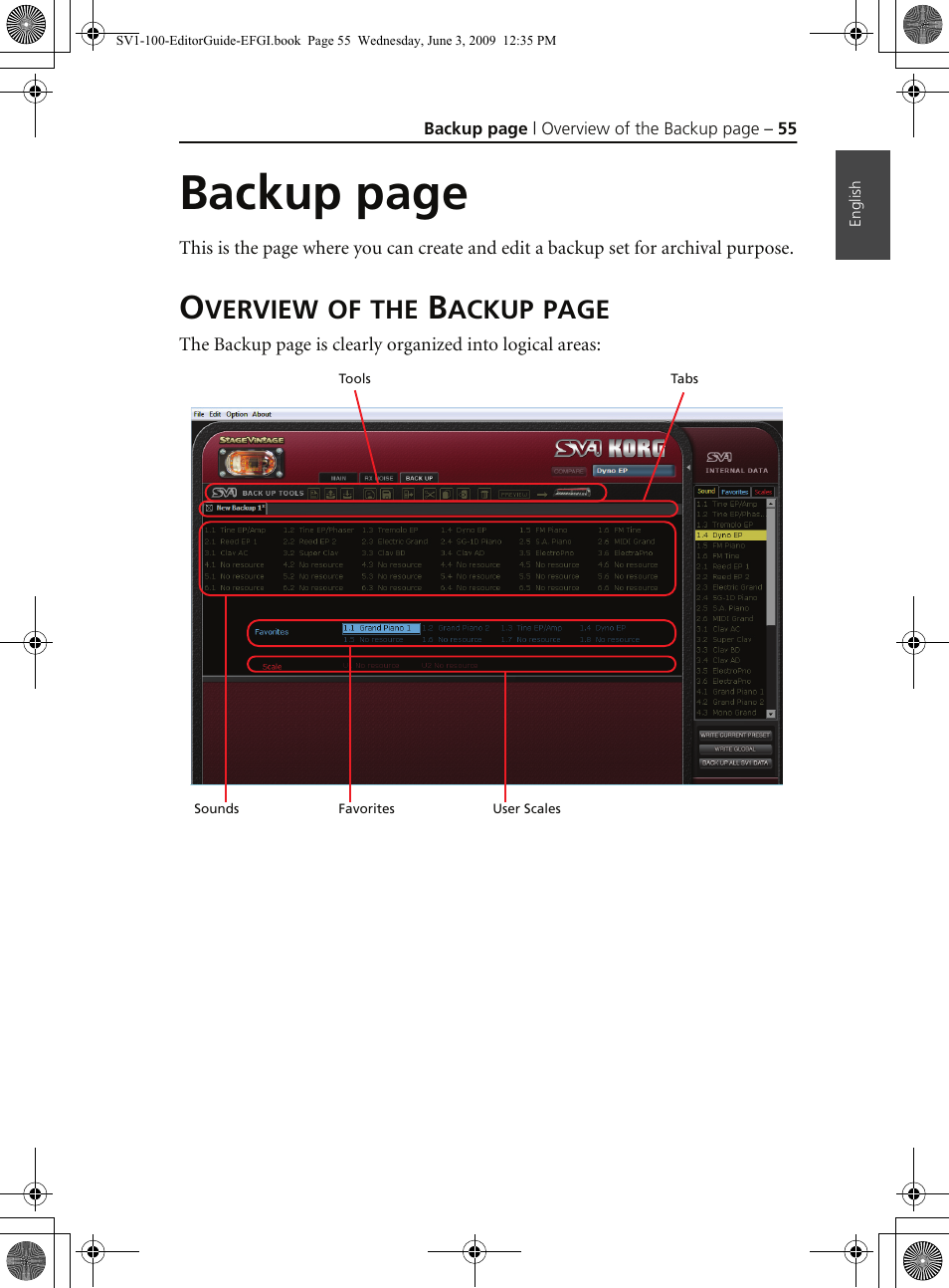 Backup page | KORG SV-1 User Manual | Page 57 / 278