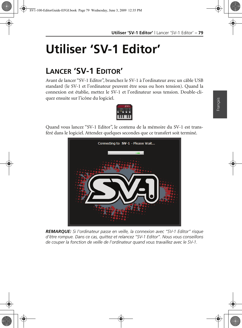 Utiliser ‘sv1 editor, Lancer ‘sv1 editor, Utiliser ‘sv-1 editor | Lancer ‘sv-1 editor, Sv-1 e | KORG SV-1 User Manual | Page 81 / 278
