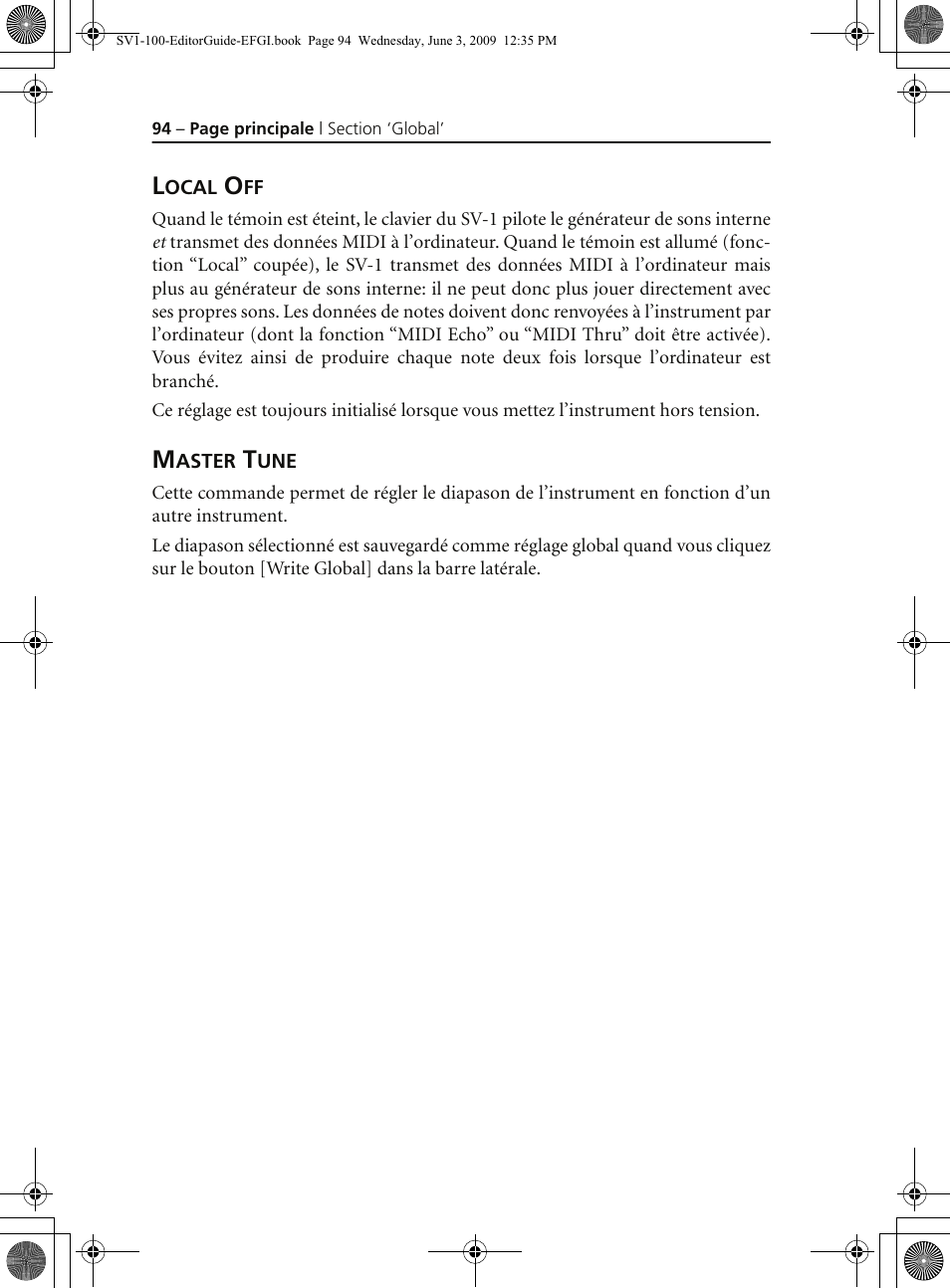 Local off, Master tune | KORG SV-1 User Manual | Page 96 / 278