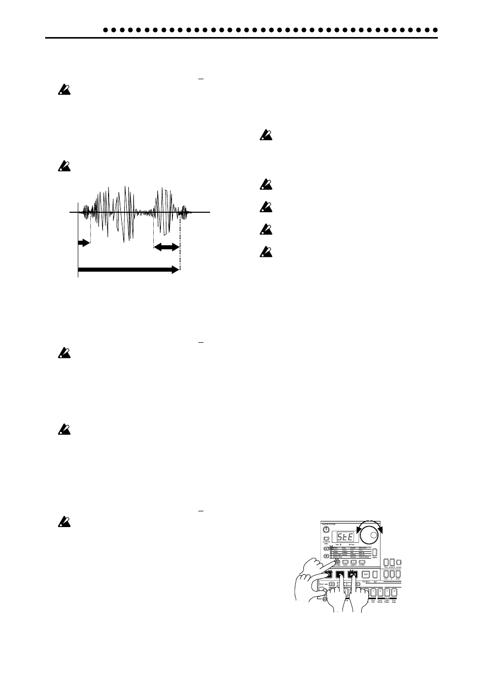 Specifying the start location, Specifying the end location, Specifying the fade-out length | Resampling from the beginning of a pattern or song | KORG ES-1 User Manual | Page 28 / 64