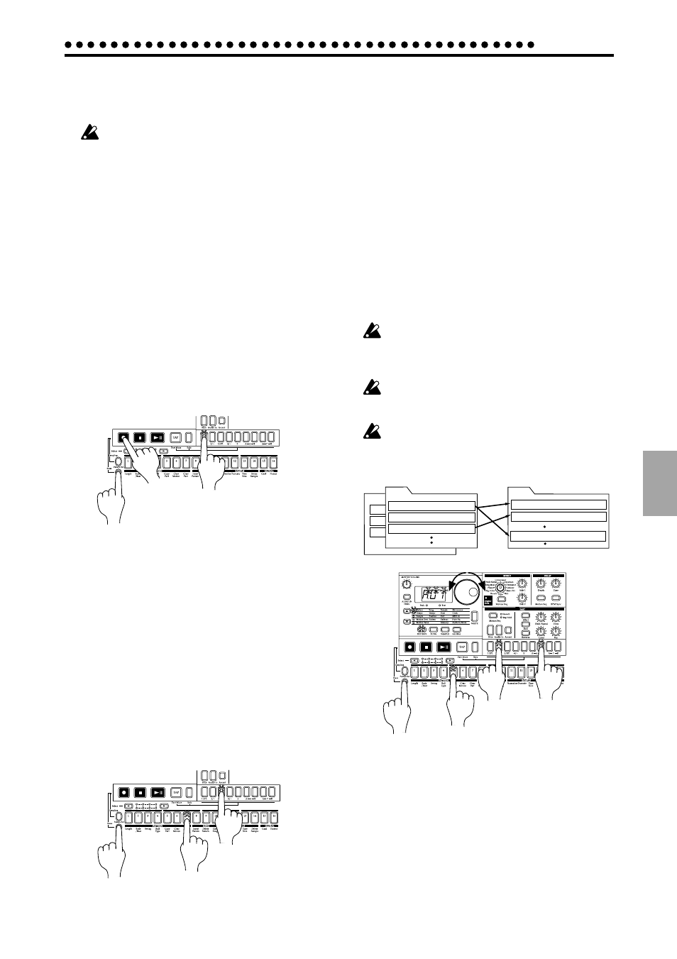 Convenient functions for editing patterns, Erasing rhythm pattern data from a part, Erasing data during playback or recording (erase) | Erasing all data from a part (clear part), Copying a part (copy part) | KORG ES-1 User Manual | Page 43 / 64