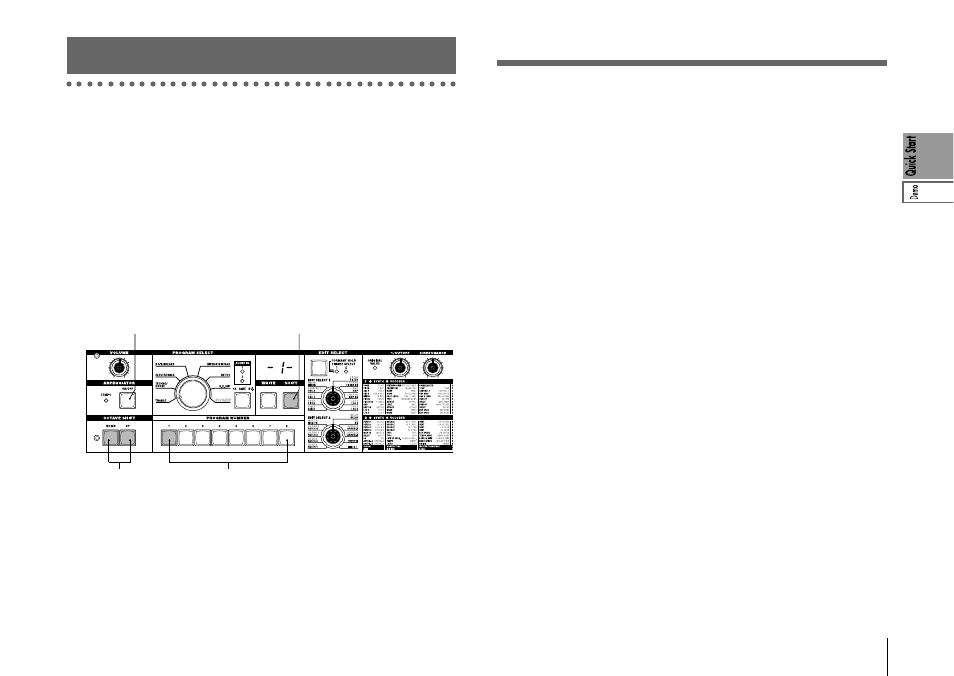 Quick start, Demo songs, Listening to the demo songs | KORG Synthesizer/Vocoder MICRO User Manual | Page 13 / 80