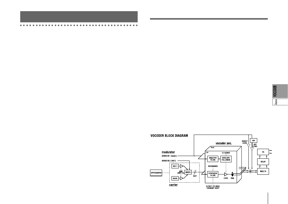 Editing a vocoder program, The structure of a vocoder program, Overview | KORG Synthesizer/Vocoder MICRO User Manual | Page 37 / 80