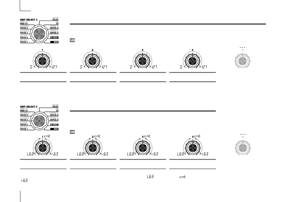 Ch level a, 13. ch level b — vocoder, Ch pan a, 15. ch pan b — vocoder, Ch pan a, 15. ch pan b | Vocoder, Ch level a, 13. ch level b | KORG Synthesizer/Vocoder MICRO User Manual | Page 44 / 80
