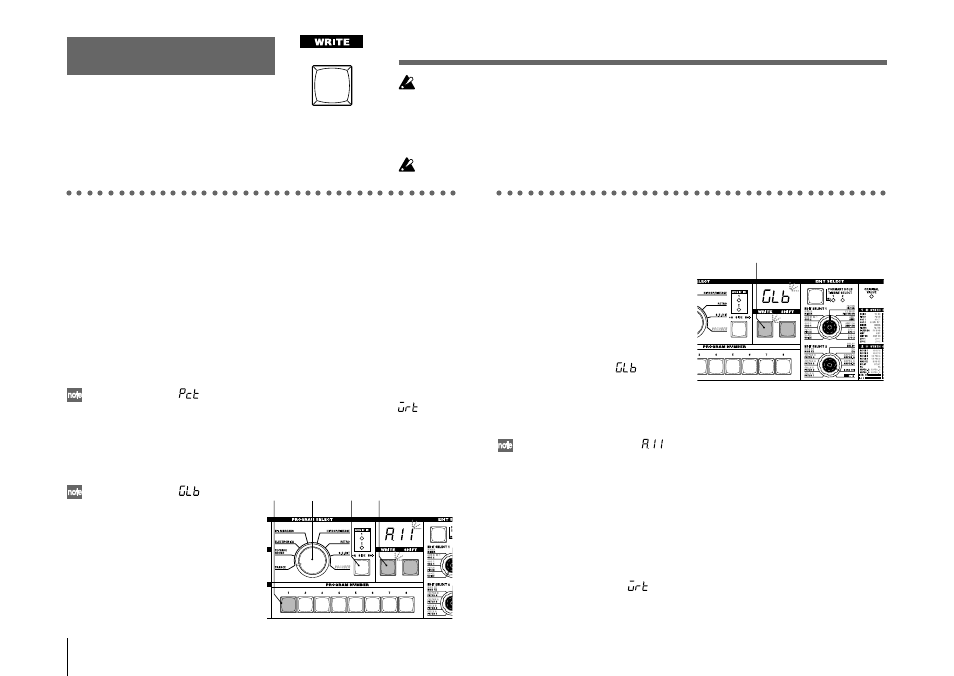 Saving data, Saving your edited settings, Saving a program | Saving global, midi, and shift function settings | KORG Synthesizer/Vocoder MICRO User Manual | Page 64 / 80