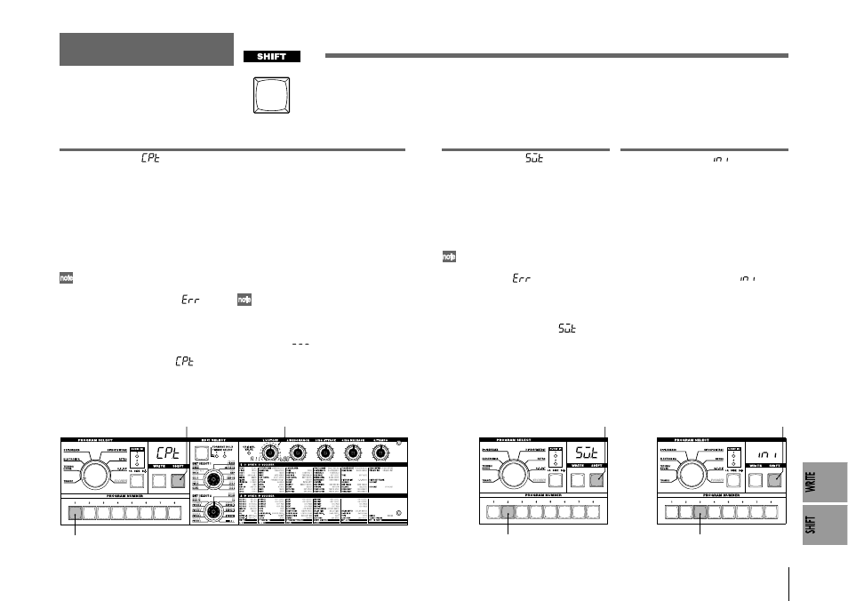 Shift functions, Copying and exchanging timbres –synth, Initializing a program | Copying and exchanging timbre, S — synth, Copying and exchanging timbres | KORG Synthesizer/Vocoder MICRO User Manual | Page 65 / 80