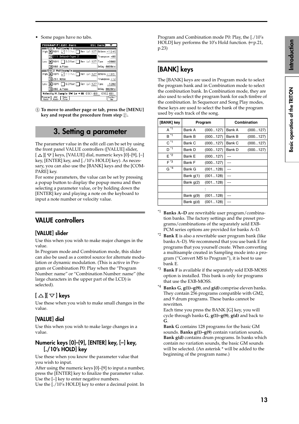 Value controllers, Value] slider, Keys | Value] dial, Numeric keys [0]–[9], [enter] key, [–] key, [./10, Bank] keys, Setting a parameter, Ollers, P.13) or by, P.13) will close the popup | KORG Speaker System User Manual | Page 17 / 144