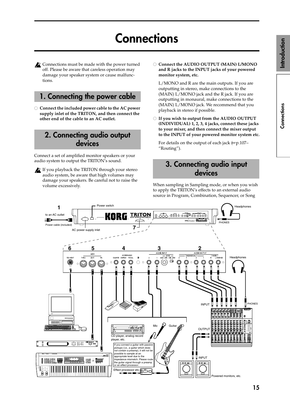 Connections, 15 introduction | KORG Speaker System User Manual | Page 19 / 144