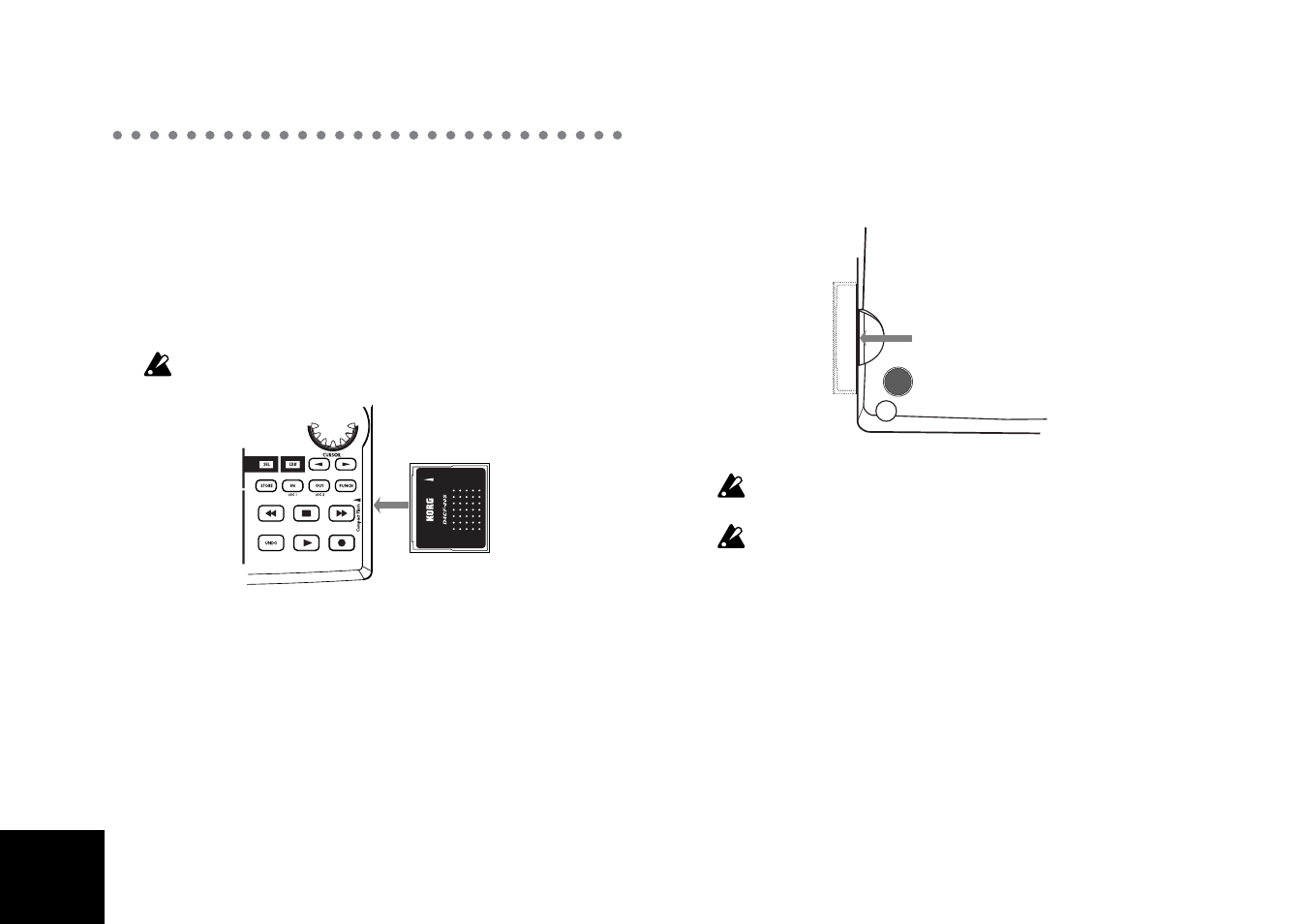 Inserting or removing a card, Inserting a card, Removing a card | Cards that can be used with the d4, Card handling | KORG D4 User Manual | Page 18 / 99