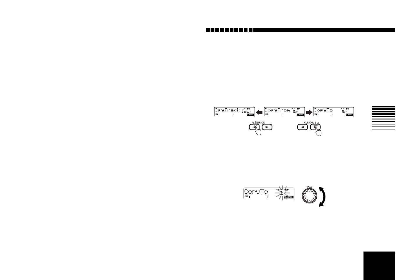 Selecting and editing parameters, Selecting a parameter, Editing a parameter | Selecting a parameter editing a parameter, Operation | KORG D4 User Manual | Page 27 / 99