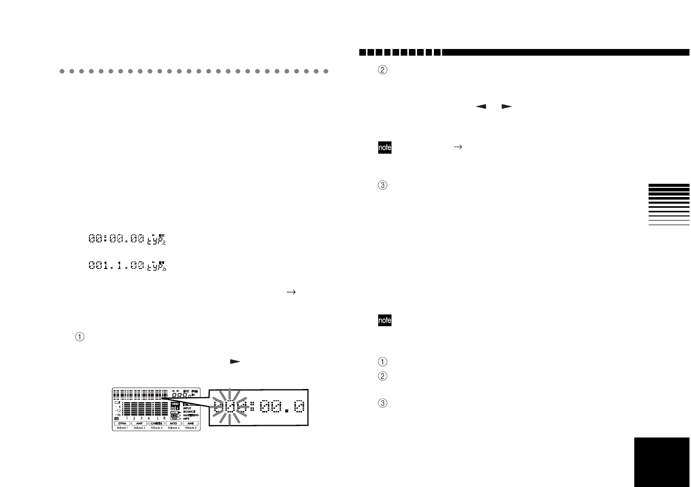 Step 5. viewing and changing the time location, Changing the format of the counter display, Changing the current time location | Using locate points to change the time location, Registering the in and out locate points, P.35), Operation | KORG D4 User Manual | Page 37 / 99