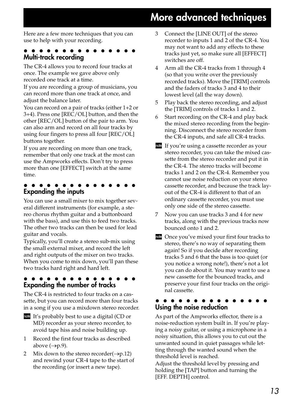 P.13), More advanced techniques | KORG CR-4 User Manual | Page 13 / 20