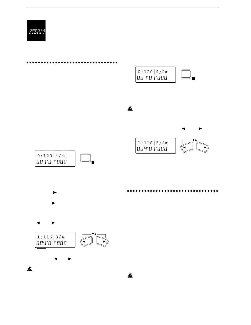Tempo map settings, Creating a tempo map, About the metronome patterns | Deleting a tempo map, Recording midi clock data from a sequencer, Recording tempo data on the d8, Store 57, Tempo settings, Step10 | KORG D8 User Manual | Page 33 / 76