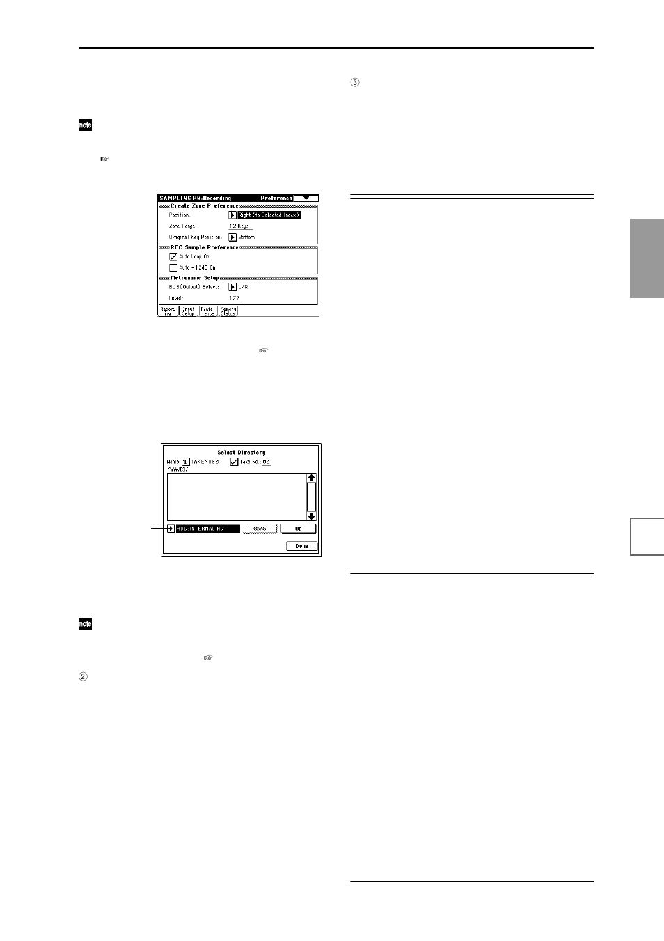 P.105, P.105 “the recording level and “auto +12 db on””) | KORG sampler User Manual | Page 113 / 167