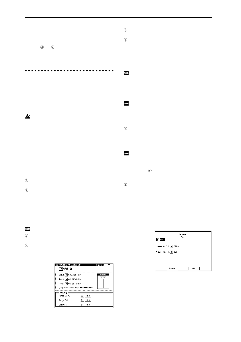 Ripping, Ripping digital data from an audio cd as a sample | KORG sampler User Manual | Page 116 / 167