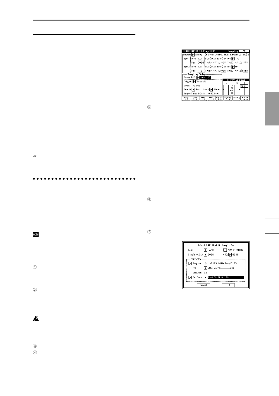 Sampling in program, combination, or sequencer, P.115), 115 or pg p.4 | KORG sampler User Manual | Page 123 / 167