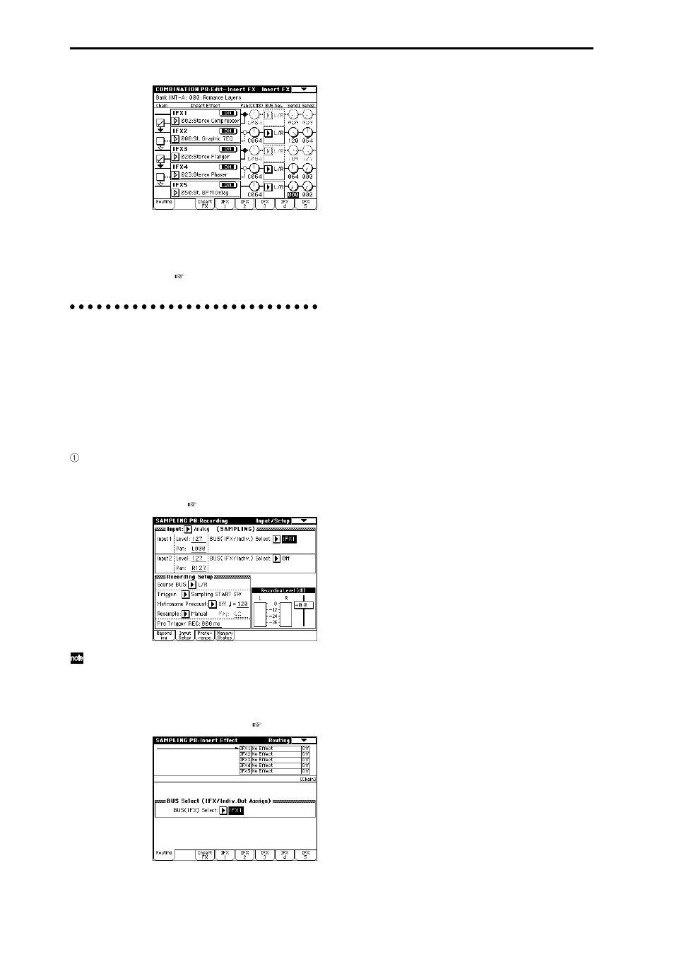 Effect settings in sampling mode, P.142 | KORG sampler User Manual | Page 150 / 167