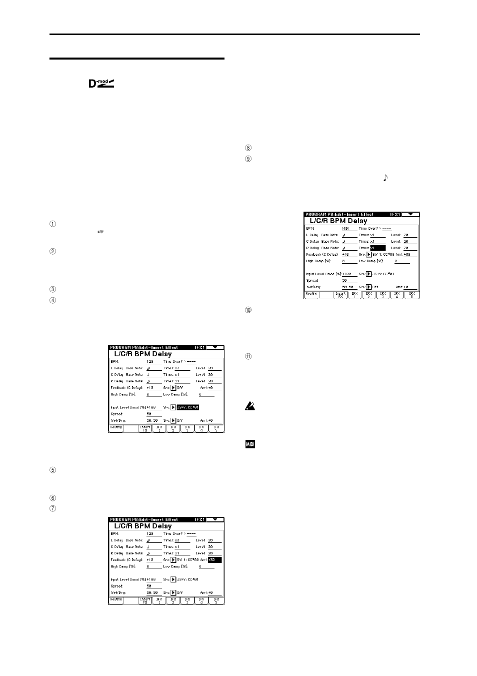 About dynamic modulation (dmod), Setting example | KORG sampler User Manual | Page 152 / 167