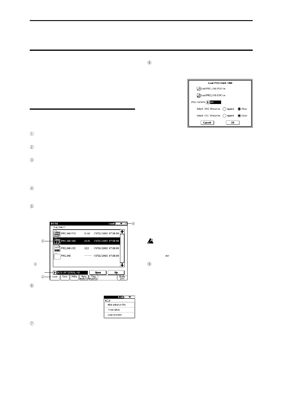 Listening to a demo song, Loading the demo song data in disk mode | KORG sampler User Manual | Page 28 / 167