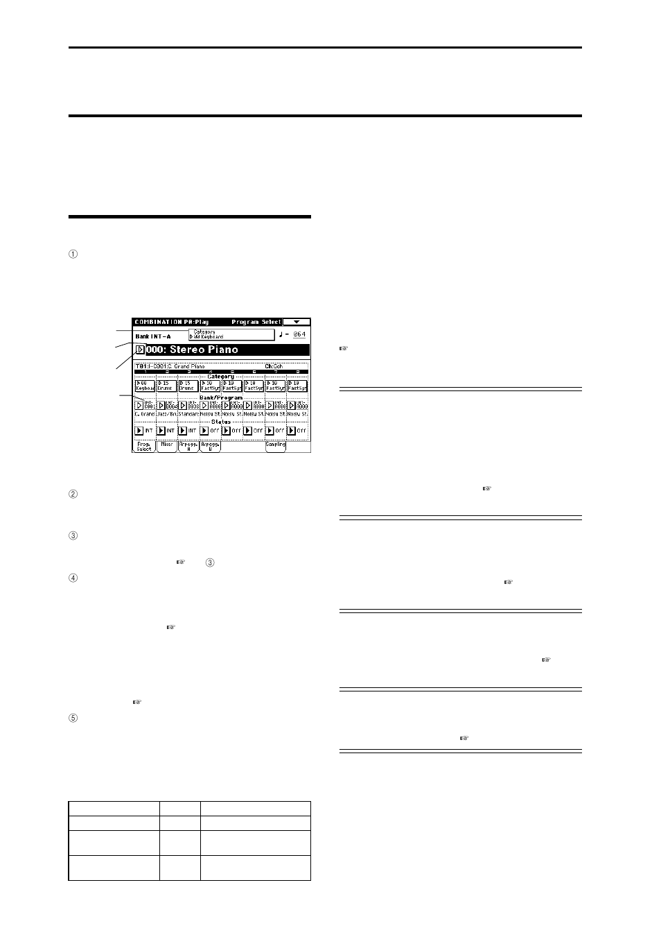 Selecting and playing a combination, Selecting a combination, Selecting a combination number | Selecting the combination bank | KORG sampler User Manual | Page 32 / 167