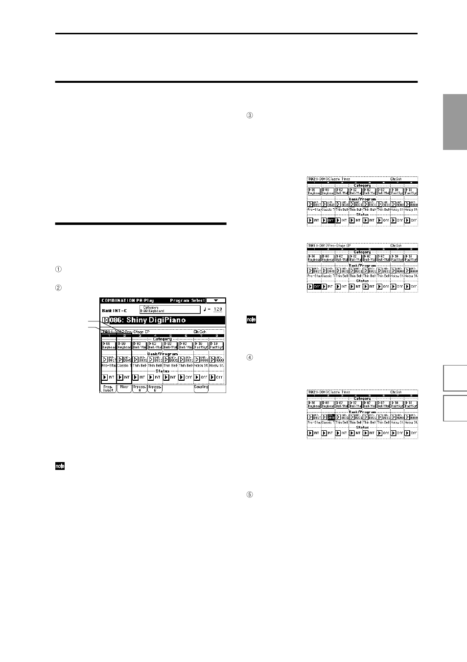 Simple combination editing, An example of editing, Selecting the program for a timbre | KORG sampler User Manual | Page 43 / 167