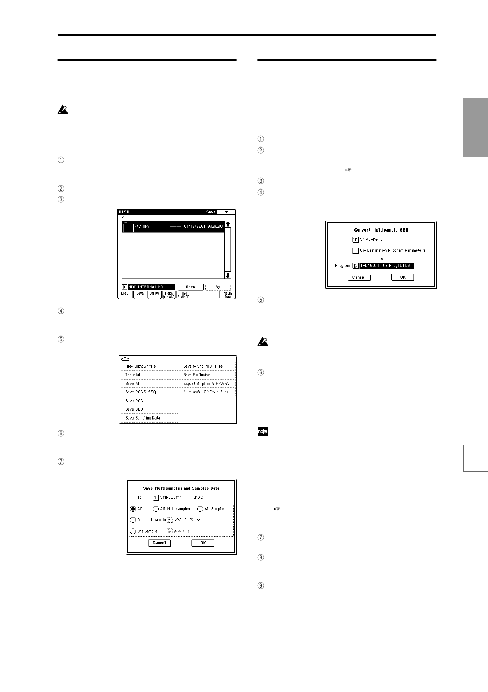 Saving sample data, Converting a multisample into a program | KORG sampler User Manual | Page 49 / 167