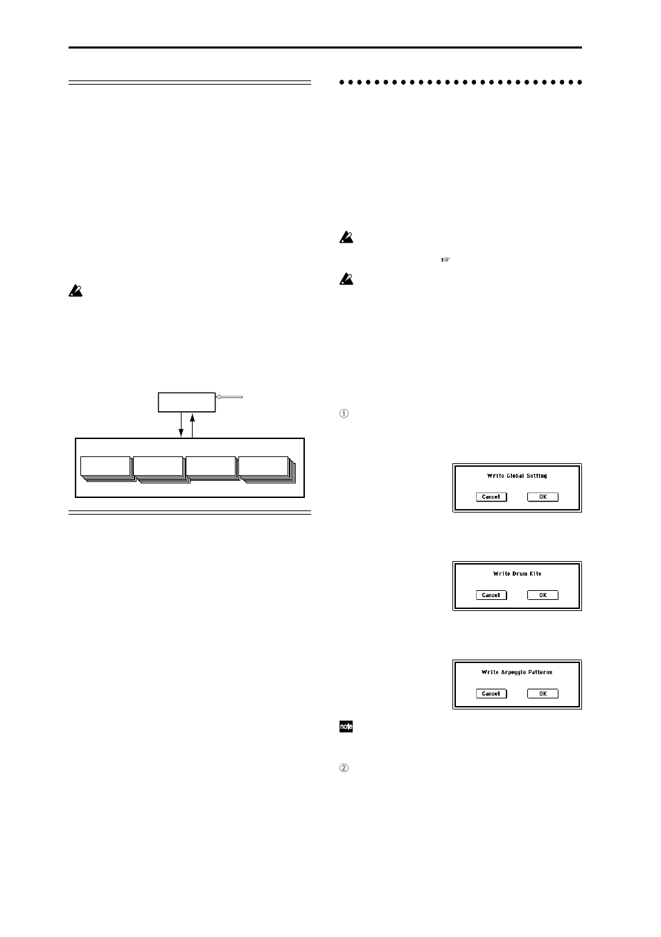 Using a page menu command to write, About the edit buffer | KORG sampler User Manual | Page 66 / 167