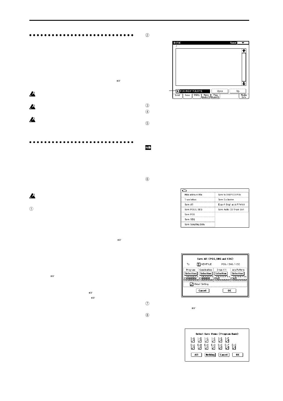 Formatting media, How to save data, Formatting media how to save data | KORG sampler User Manual | Page 68 / 167