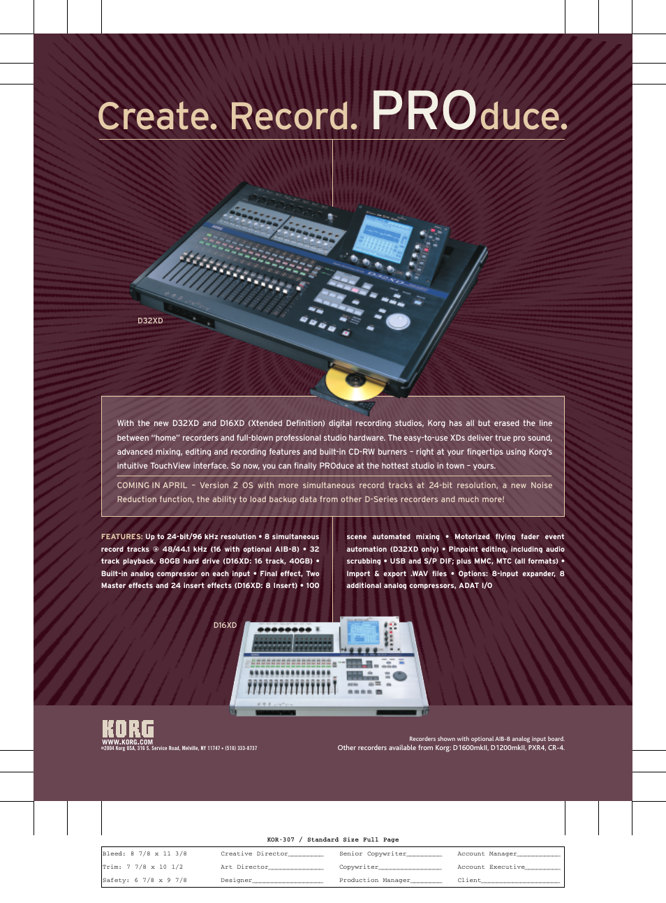 KORG D16XD User Manual | 1 page