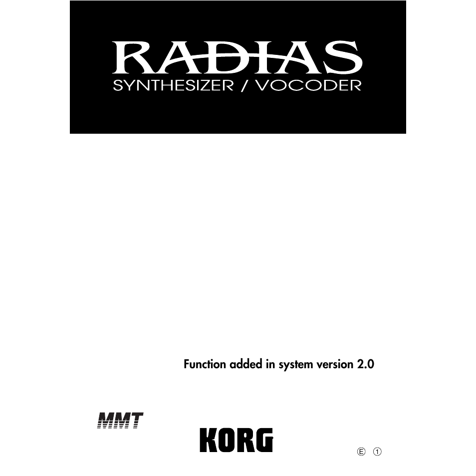 KORG Radias MMT User Manual | 6 pages