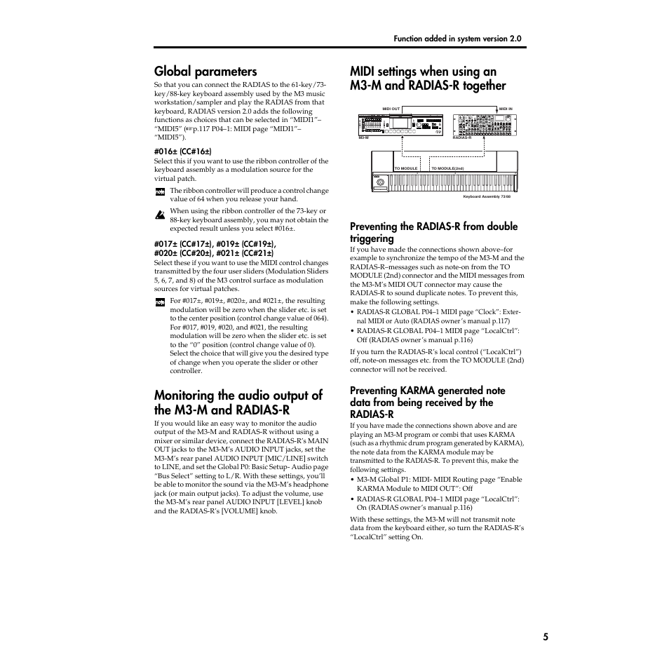 Global parameters, Preventing the radias-r from double triggering | KORG Radias MMT User Manual | Page 5 / 6