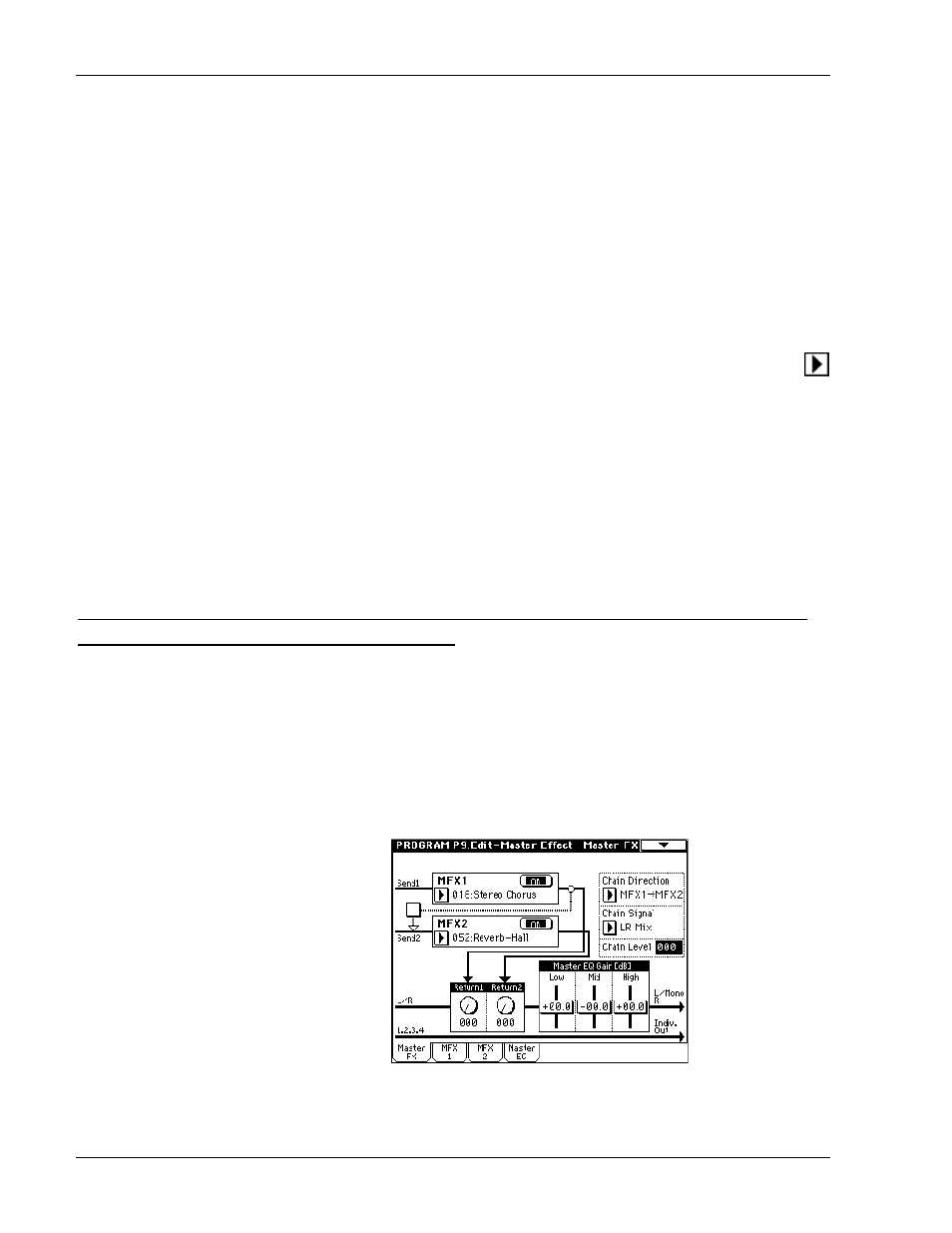Rename an insert & write it, Working with master effects | KORG TRITON Musical Instrument User Manual | Page 40 / 91