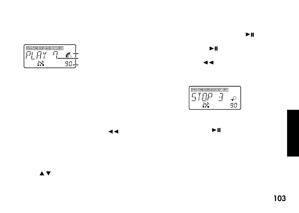 Wiedergabe, Pausenfunktion, Wiedergabe 4. pausenfunktion | KORG Pandora PX4A User Manual | Page 103 / 121