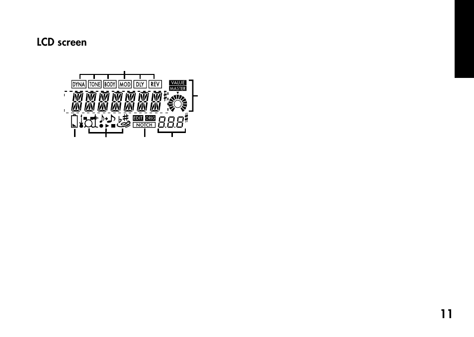 Lcd screen | KORG Pandora PX4A User Manual | Page 11 / 121