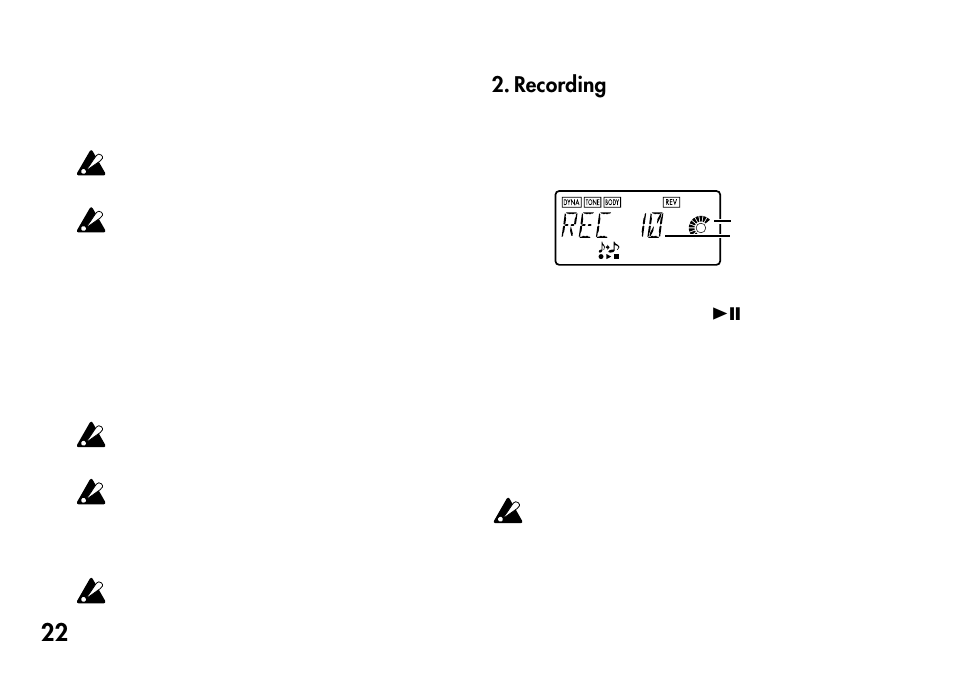 Recording | KORG Pandora PX4A User Manual | Page 22 / 121