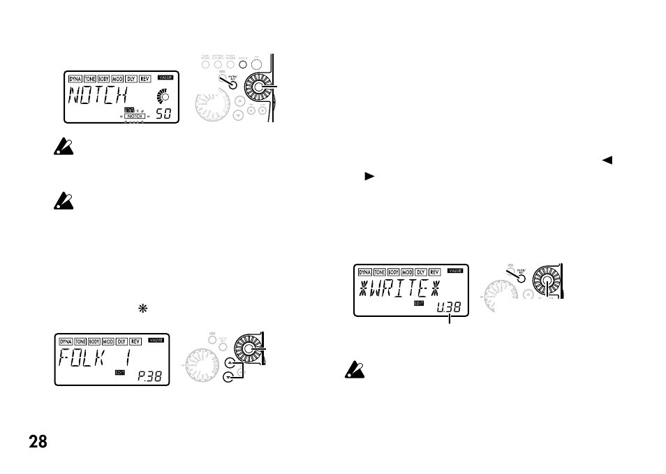 9) rename, 10) write, 9) rename 10) write | KORG Pandora PX4A User Manual | Page 28 / 121