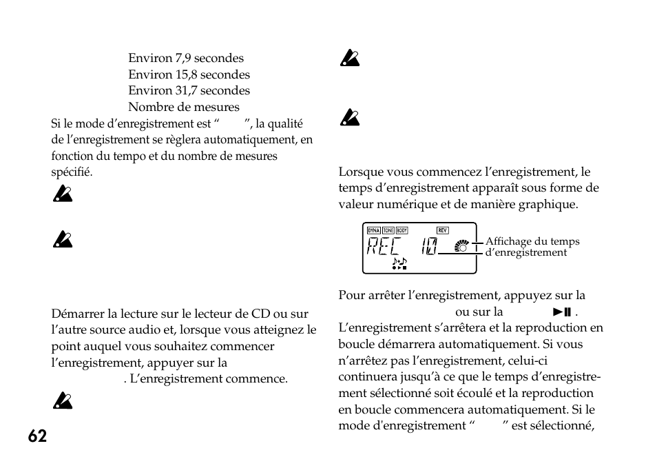 Enregistrement | KORG Pandora PX4A User Manual | Page 62 / 121