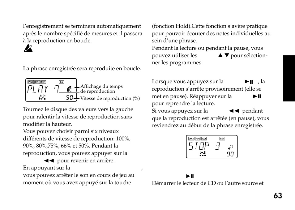 Reproduction, Pause, Reproduction 4. pause | KORG Pandora PX4A User Manual | Page 63 / 121