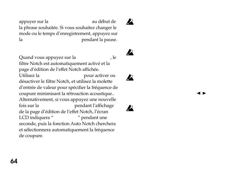 Effet notch et fonction auto notch | KORG Pandora PX4A User Manual | Page 64 / 121