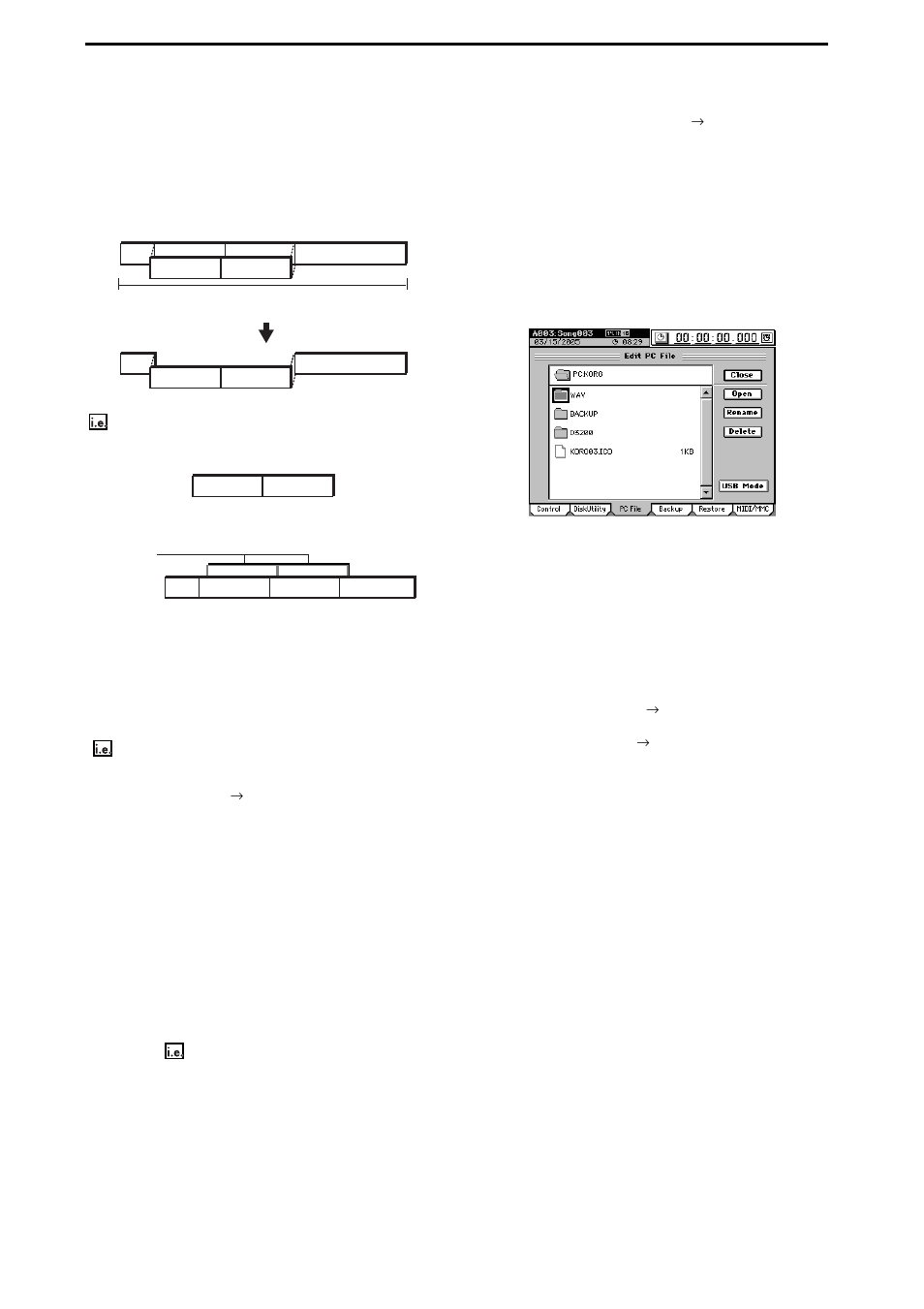 Deleting the undo data, Sharing event data, Pc drive | Checking, renaming, or deleting files, Deleting the undo data sharing event data, P.92) | KORG D3200 User Manual | Page 102 / 200