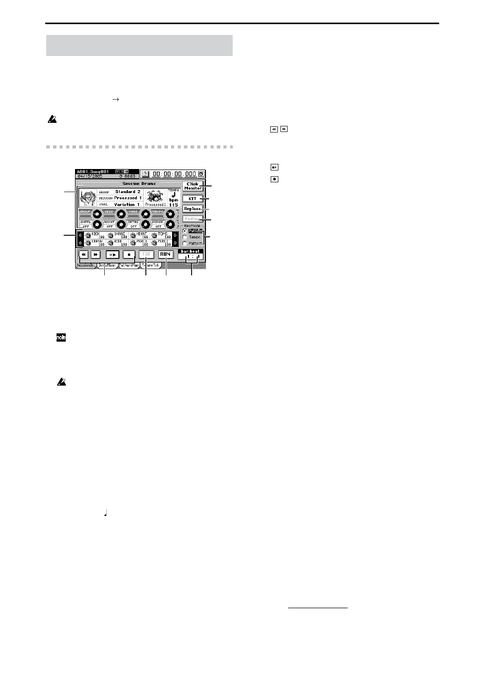 Session drums, 1. session drums | KORG D3200 User Manual | Page 152 / 200