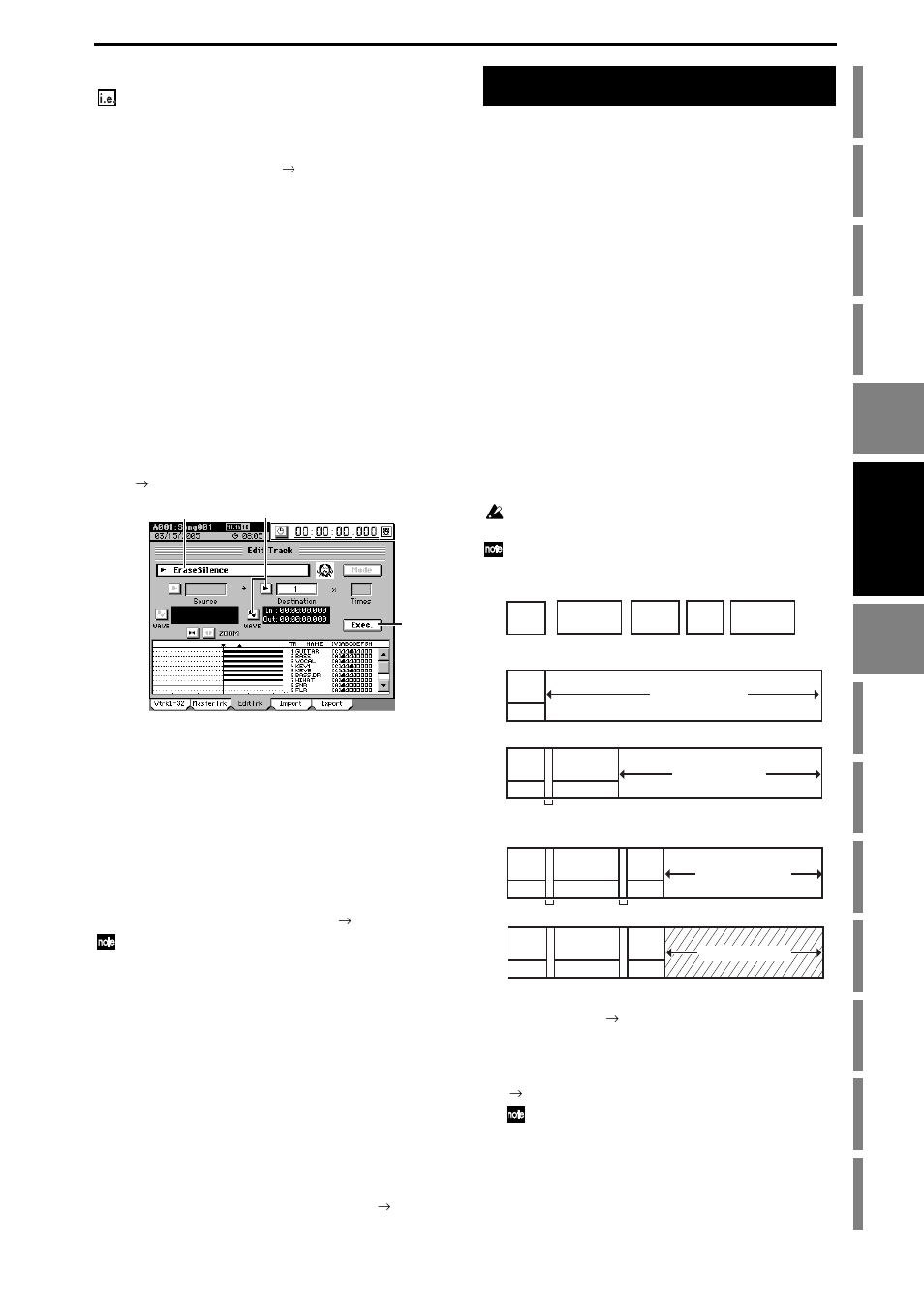 Erase a silent region (erasesilence), Naming a track, Track at once | For details, refer to the operation section, “cd, P.79), Operation | KORG D3200 User Manual | Page 89 / 200