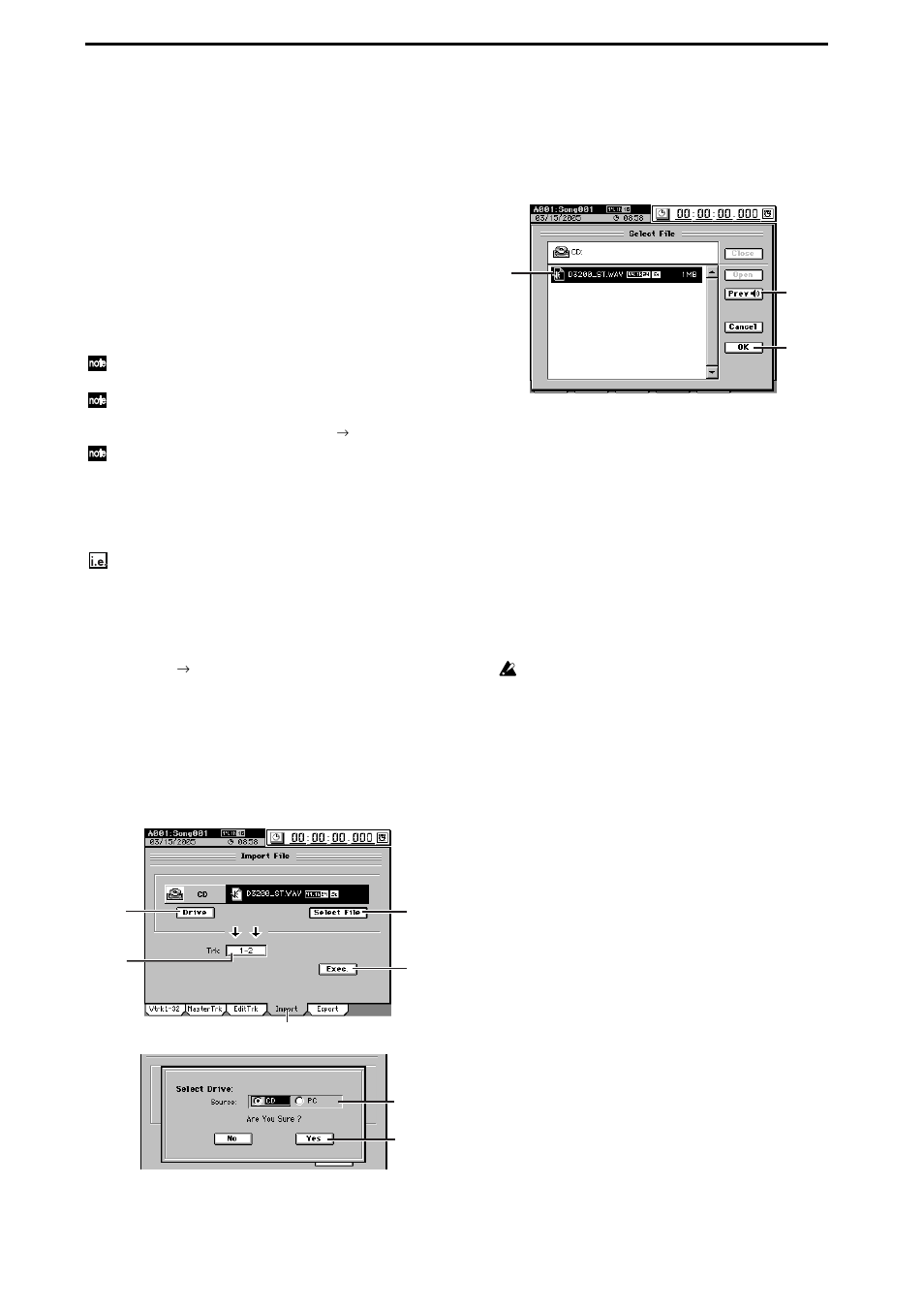 Audio files, 1. importing an audio file | KORG D3200 User Manual | Page 96 / 200