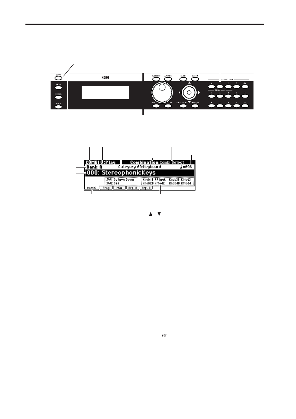 4 selecting combinations by bank and number, Selecting combinations by category | KORG X50 User Manual | Page 10 / 132