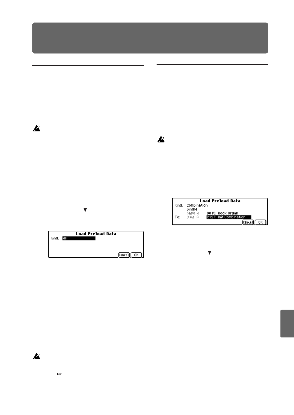 Other functions, Loading individual banks or data items | KORG X50 User Manual | Page 117 / 132