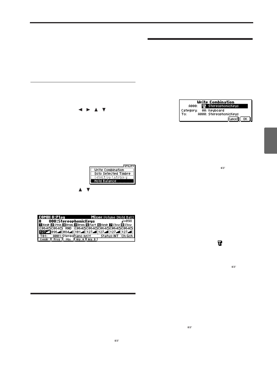 Realtime controls [1], [2], [3], [4], [select, Saving your edits, P.61 | Adjusting the volume | KORG X50 User Manual | Page 67 / 132