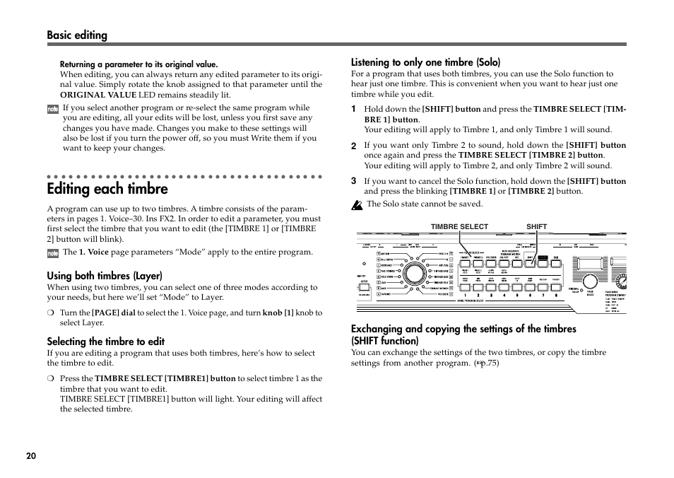 Editing each timbre | KORG R3 User Manual | Page 26 / 94