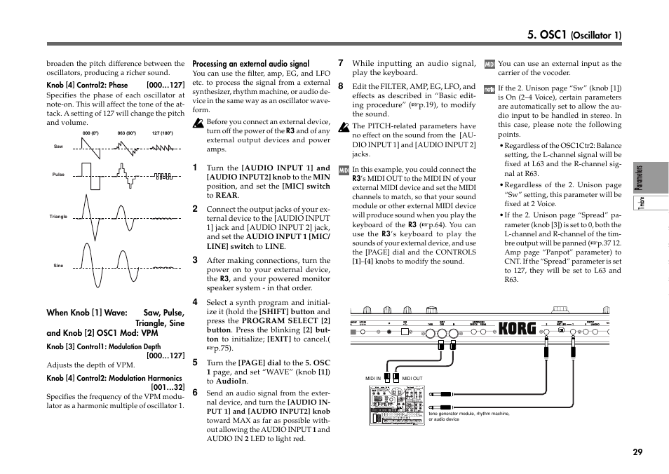 Osc1 | KORG R3 User Manual | Page 35 / 94