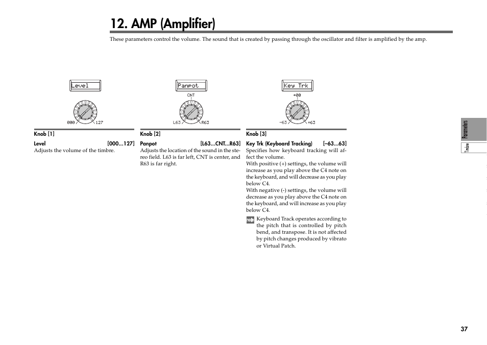 Amp (amplifier) | KORG R3 User Manual | Page 43 / 94