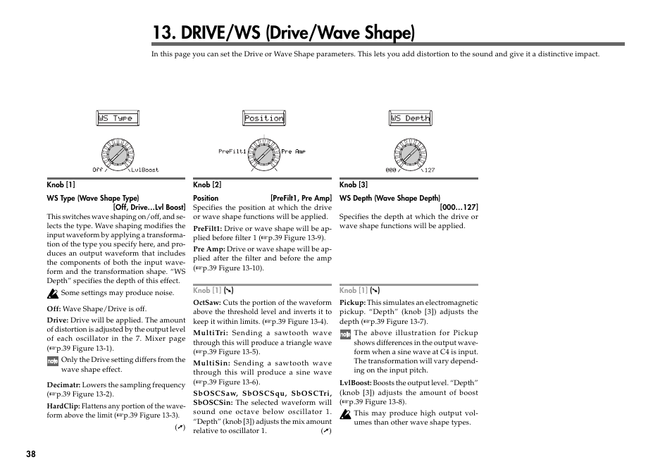 Drive/ws (drive/wave shape) | KORG R3 User Manual | Page 44 / 94